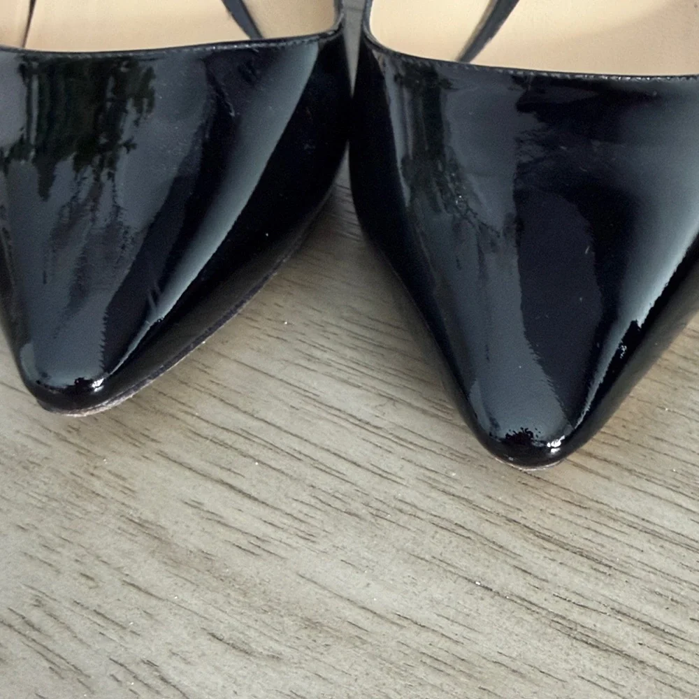 Jimmy Choo Black Patent Leather Pointed-Toe Pumps - Picture 6 of 7